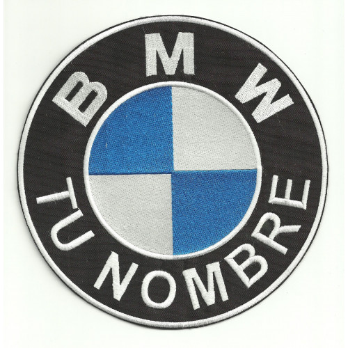 Parche bordado BMW TU NOMBRE LOGO  18cm