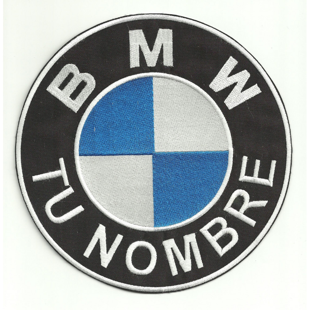 Parche bordado BMW TU NOMBRE LOGO  7.5cm