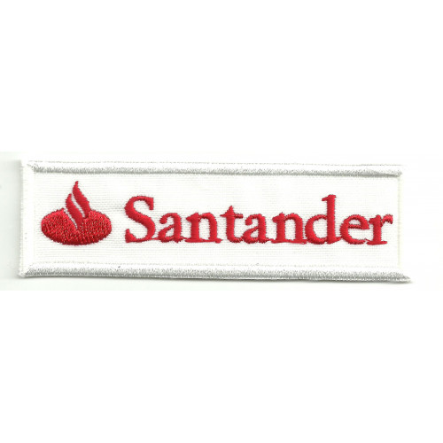 Patch embroidery BANCO SANTANDER WITHE  9cm x 3cm
