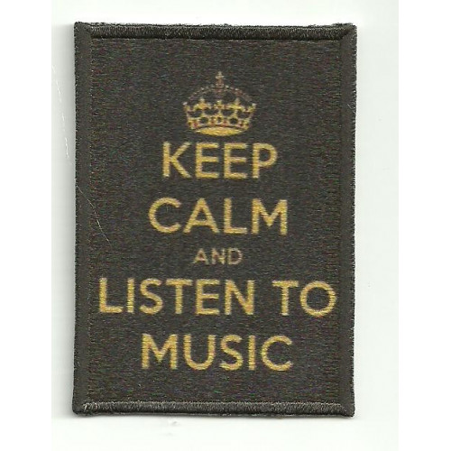 Patch  embroidery KEEP CALM LISTEN TO MUSIC  7cm x 5cm