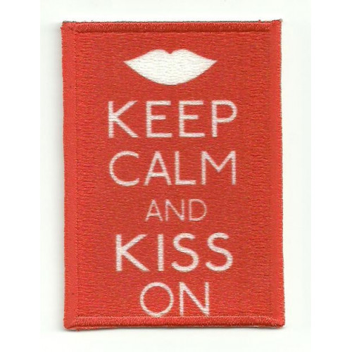 Parche bordado KEEP CALM KISS ON  7cm x 5cm