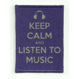 Patch  embroidery KEEP CALM LISTEN TO MUSIC 7cm x 5cm