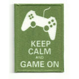 Patch  embroidery KEEP CALM GAME ON  7cm x 5cm