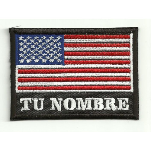 Patch  embroidery YOUR NAME USA FLAG  7,5cm x 5,5cm NAMETAPE