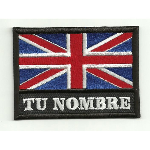 Patch  embroidery YOUR NAME UNITED KINGDOM FLAG  7,5cm x 5,5cm NAMETAPE