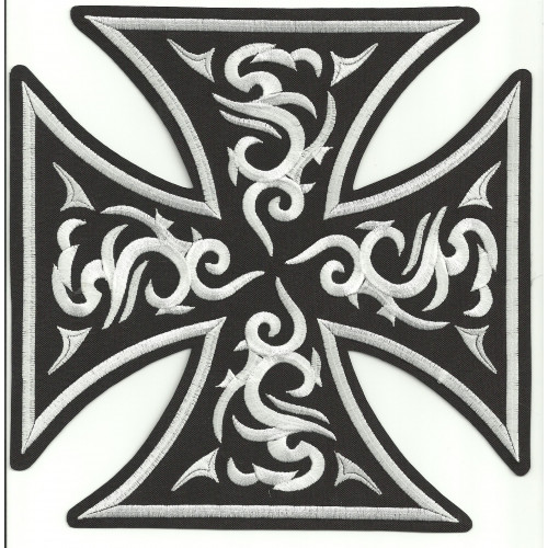 embroidery patch MALTESE CROSS TATTOO BLACK 15cm