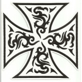 embroidery patch MALTESE CROSS TATTOO  WHITE 15cm