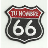 Parche bordado CON TU NOMBRE ROUTE 66 5cm x 5cm