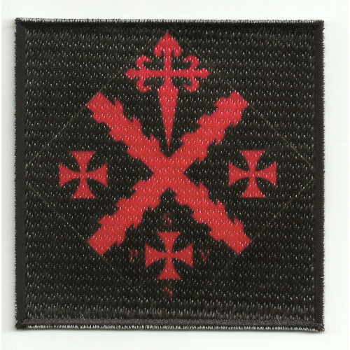 Parche bordado y textil ESCUDO CRUZ DE MALTA  8,3cm x 8,3cm