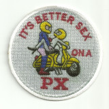 Parche bordado y textil IT´S BETTER SEX VESPA  8cm