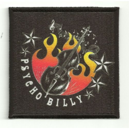 Patch embroidery end textile PSYCHO BILLY 7,5cm x 7,5cm