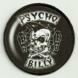 Patch embroidery and textile PSYCHO BILLY 7,5cm diameter