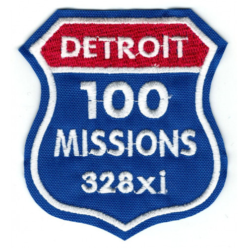 Parche bordado DETROIT 100 MISSIONS 328xi 7cm x 7,5cm