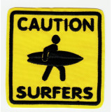 CAUTION SURFERS embroidered patch SURF  7cm x 7cm