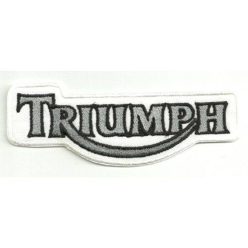 Parche bordado TRIUMPH BLANCO Y GRIS 10cm x 4cm