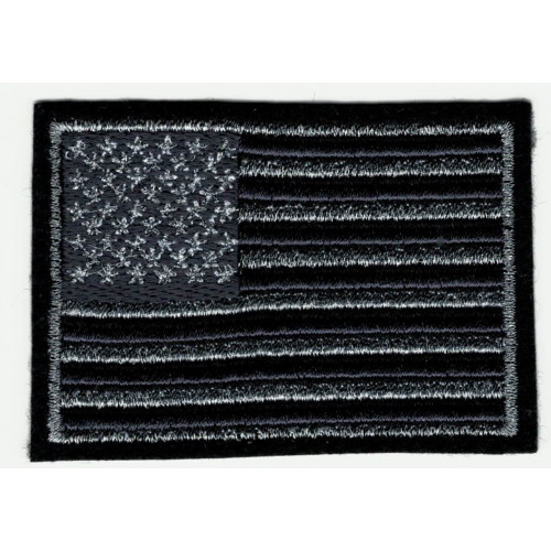  Embroidered patch AMERICAN SILVER FLAG OLD SILVER 7,5cm x 5cm