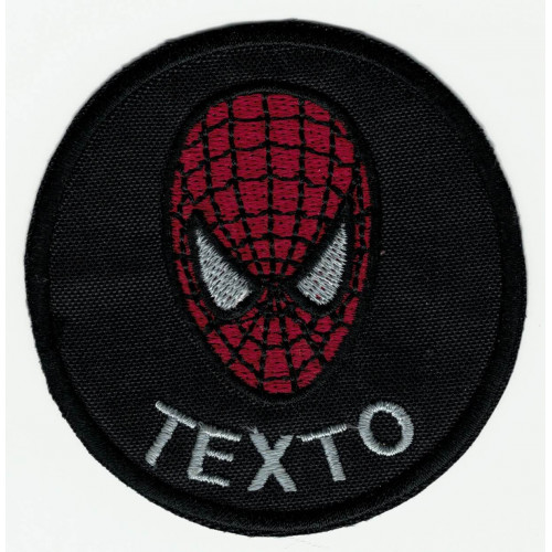 Patch embroidery  BLACK SPIDERMAN YOUR TEXT 7,5cm 