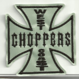 embroidery patch CRUZ WEST CHOPPERS GRIS  8cm x 8cm