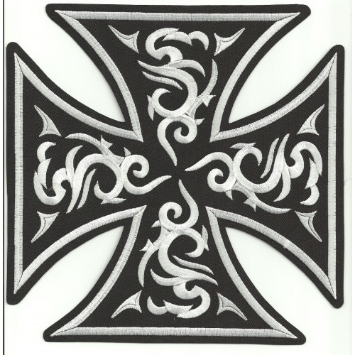 embroidery patch MALTESE CROSS TATTOO BLACK 8cm